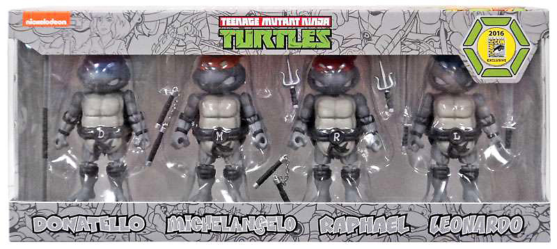 Mini Hybrid Metal Figuration - Teenage Mutant Ninja Turtles Black & White Version SDCC Exclusive Box Set Of 4 Mini Die-Cast Action Figures
