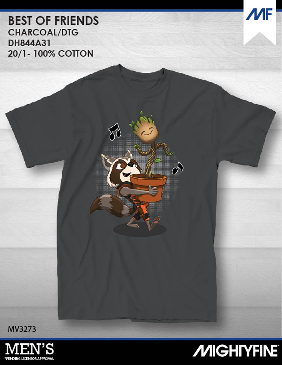 Guardians Of The Galaxy Best Friends Charcoal Mens T-Shirt Large