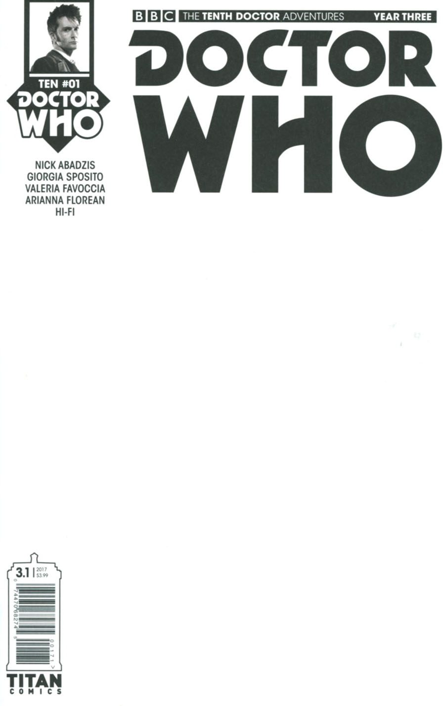 Doctor Who 10th Doctor Year Three #1 Cover G Variant Blank Cover