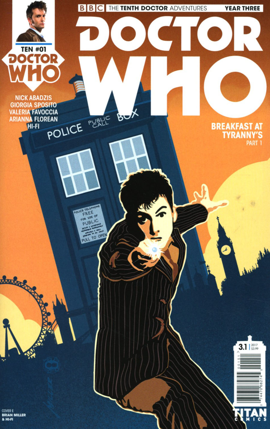 Doctor Who 10th Doctor Year Three #1 Cover E Variant Brian Miller & Hi-Fi Cover