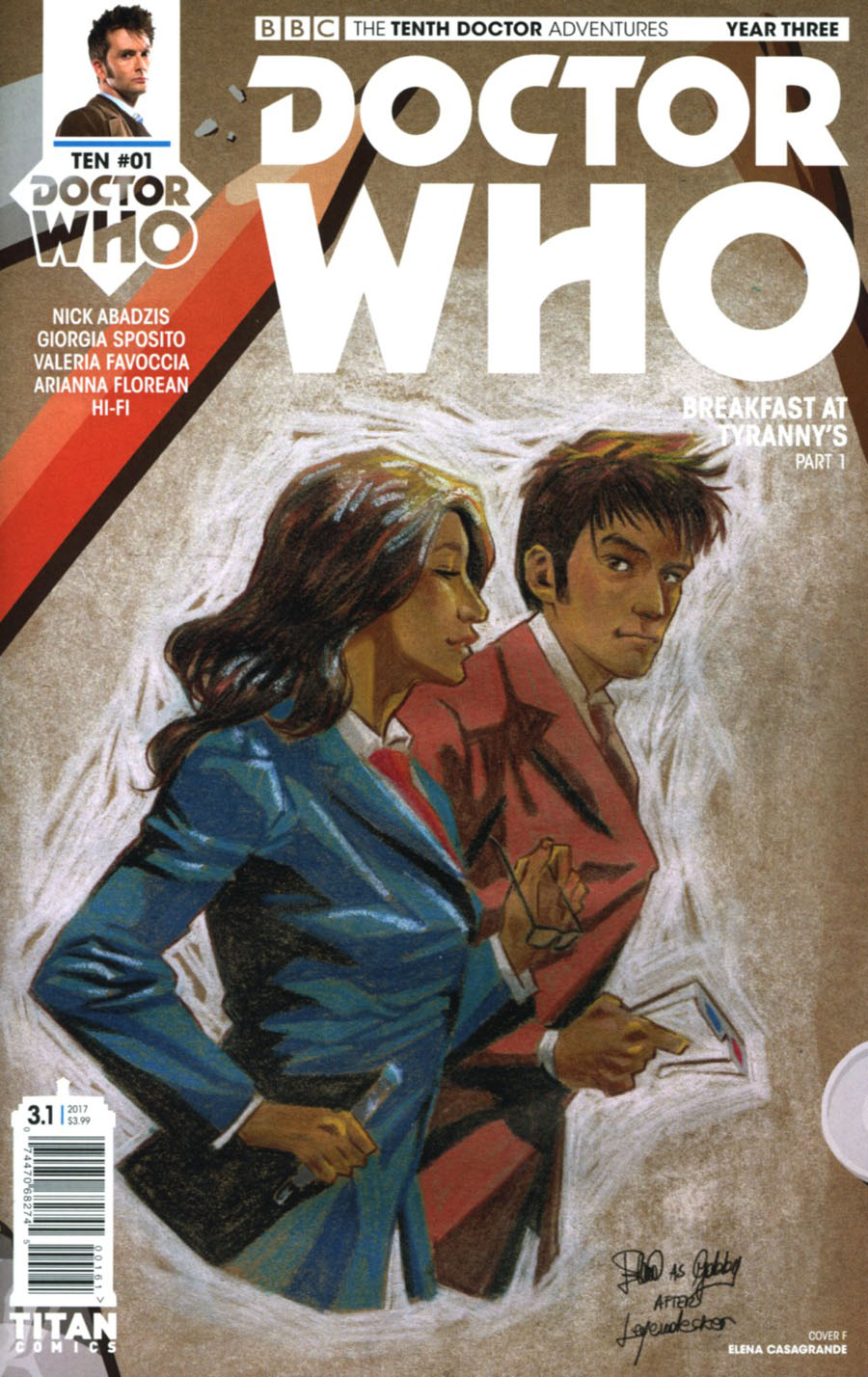 Doctor Who 10th Doctor Year Three #1 Cover F Variant Elena Casagrande Cover