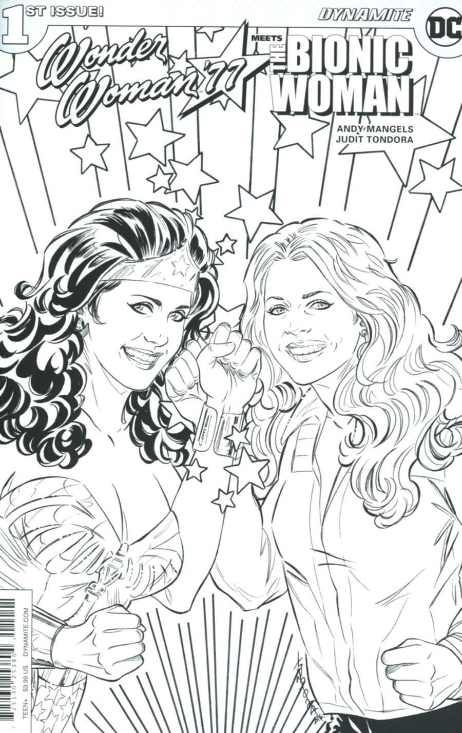 Wonder Woman 77 Meets The Bionic Woman #1 Cover D Variant Judit Tondora Adult Coloring Book Cover