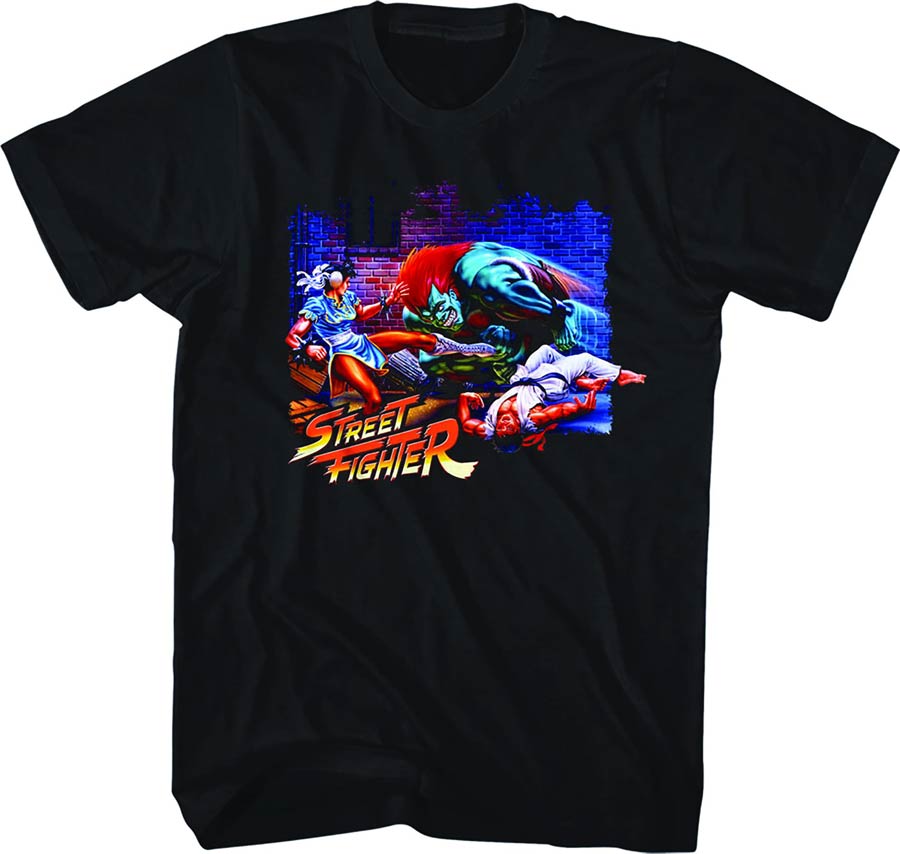 Capcom Street Fighter Alley Fight Black T-Shirt Large