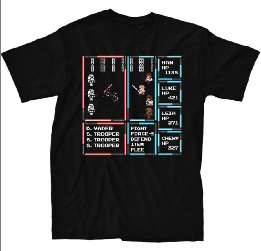 Star Wars 8-Bit Light vs Dark Black T-Shirt Large