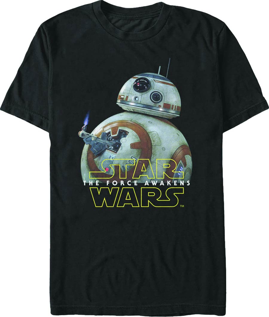 Star Wars Episode VII The Force Awakens BB-8 Lighter Black T-Shirt Large