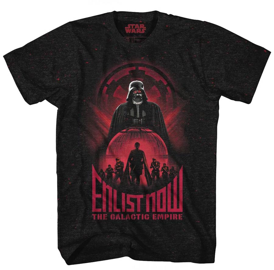 Star Wars Enlist Glow-In-The-Dark Black/Red Confetti T-Shirt Large