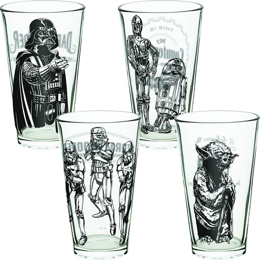 Star Wars 16-Ounce Glass Tumbler 4-Piece Gift Box