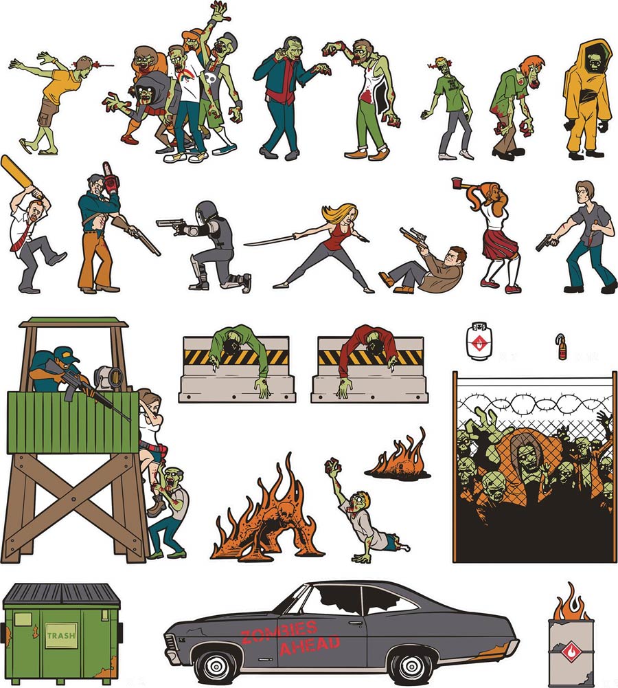 Zombie Apocalypse Magnet Set