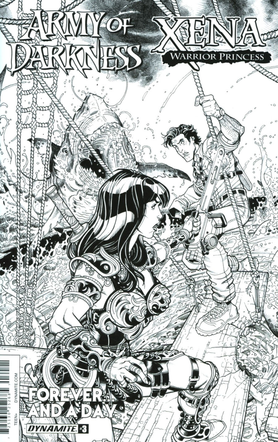 Army Of Darkness Xena Forever And A Day #3 Cover B Incentive Nick Bradshaw Black & White Cover