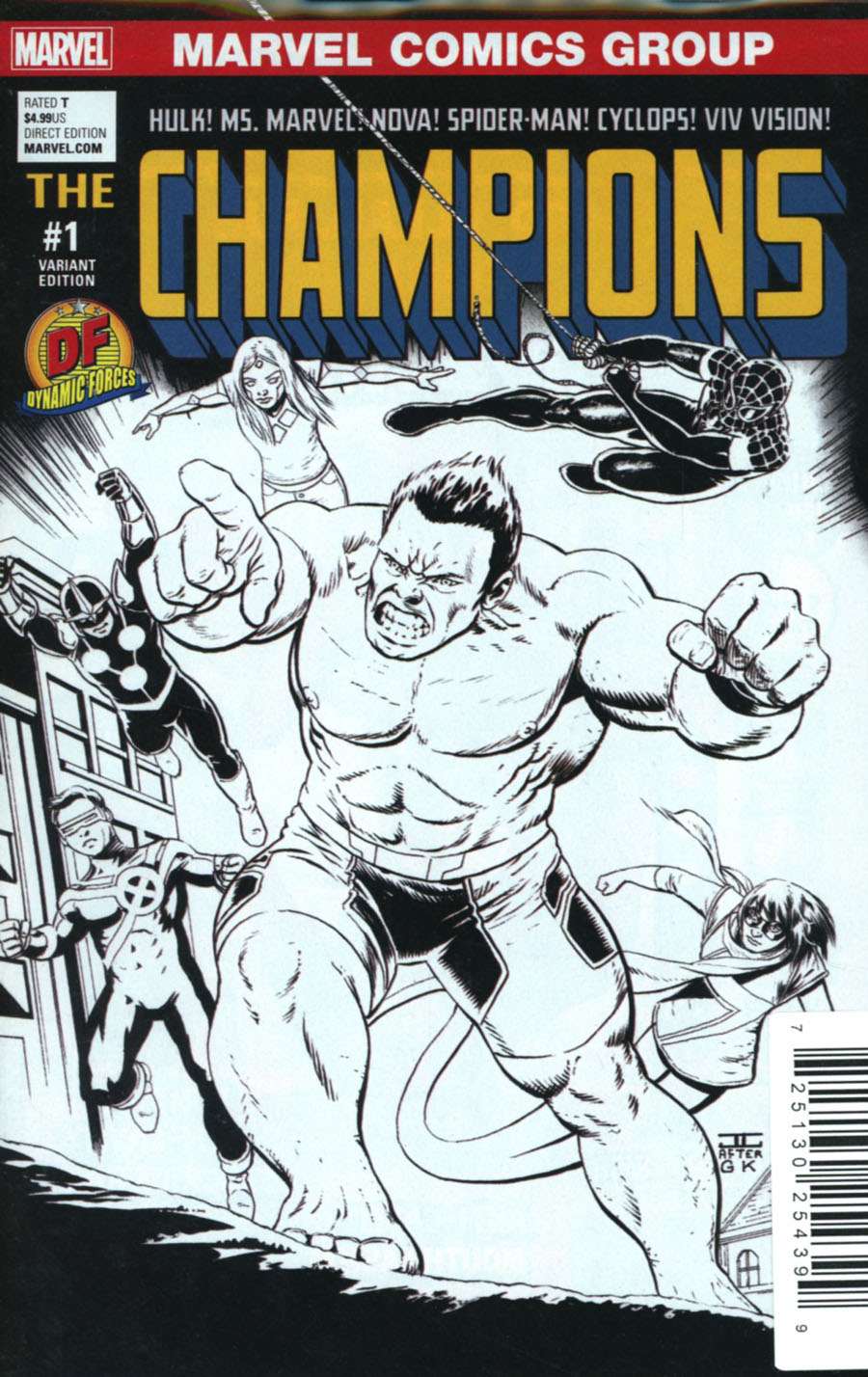 Champions (Marvel) Vol 2 #1 Cover R DF Exclusive John Cassaday Black & White Variant Cover