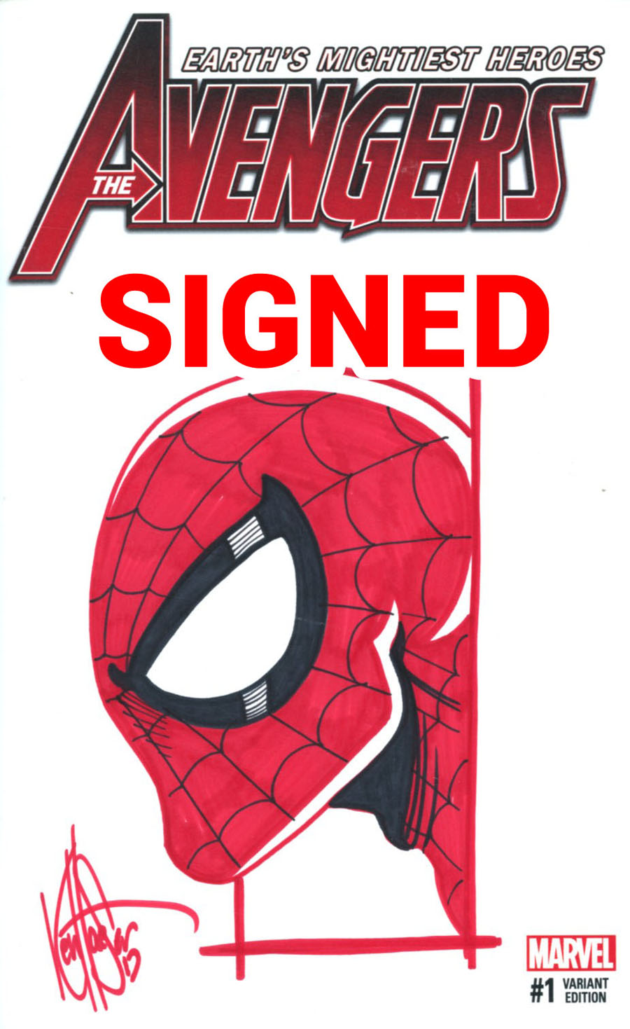 Avengers Vol 6 #1 Cover K DF Variant Blank Cover Signed & Remarked By Ken Haeser (Marvel Now Tie-In)