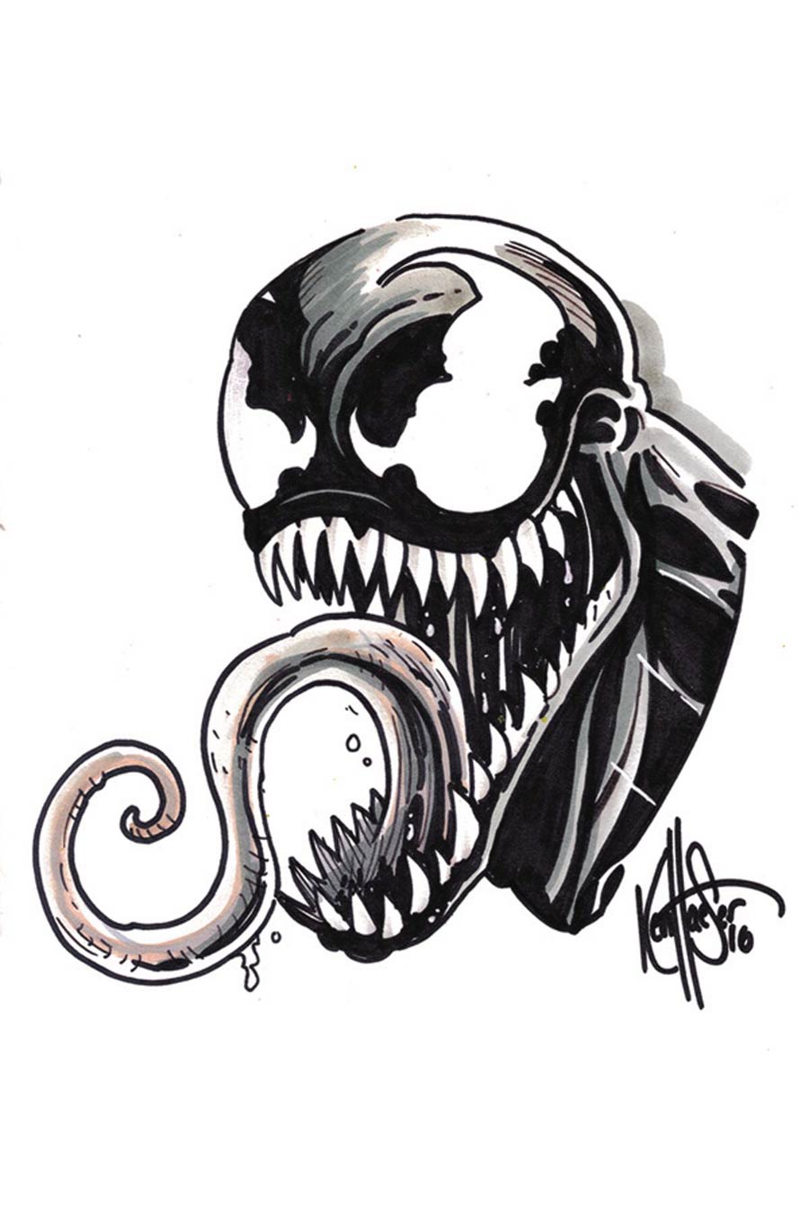 Venom Vol 3 #1 Cover I DF Signed & Remarked In Color By Ken Haeser