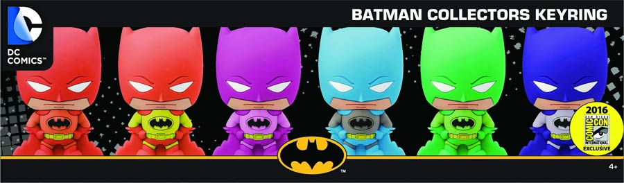 Rainbow Batman Laser Cut Figural Keyring SDCC 2016 Exclusive 6-Piece Set