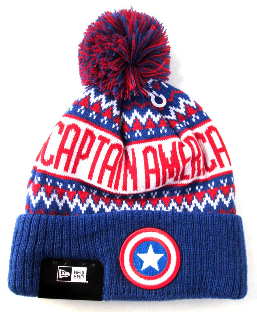 Captain American Wintry Pom Knit Cap