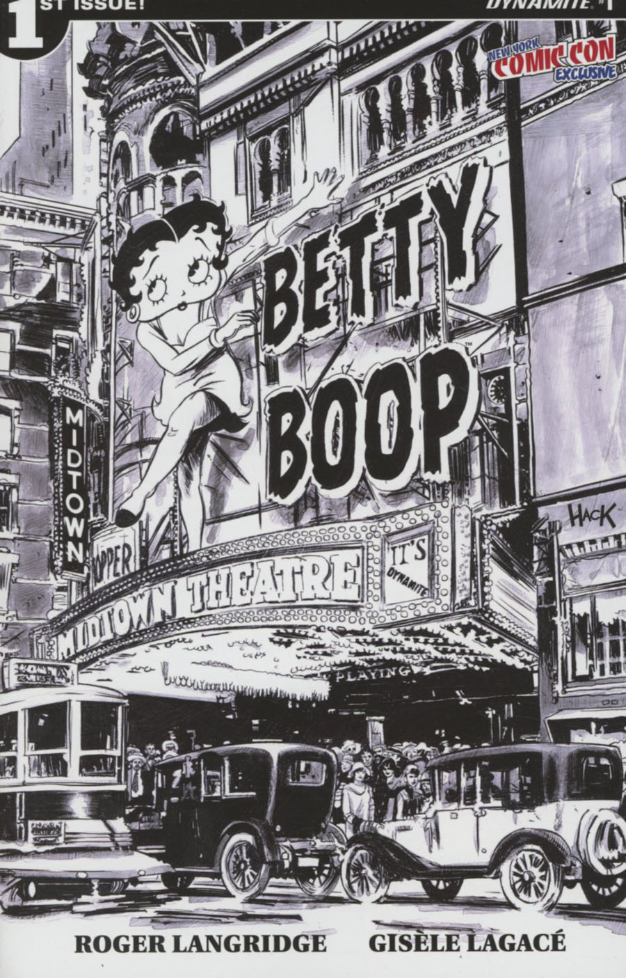 Betty Boop #1 Cover C Midtown Exclusive Robert Hack NYCC Black & White Variant Cover