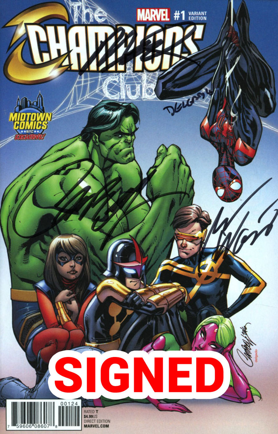 Champions (Marvel) Vol 2 #1 Cover T Midtown Exclusive J Scott Campbell Color Variant Cover Signed By Creators (Limit 1 Per Customer)