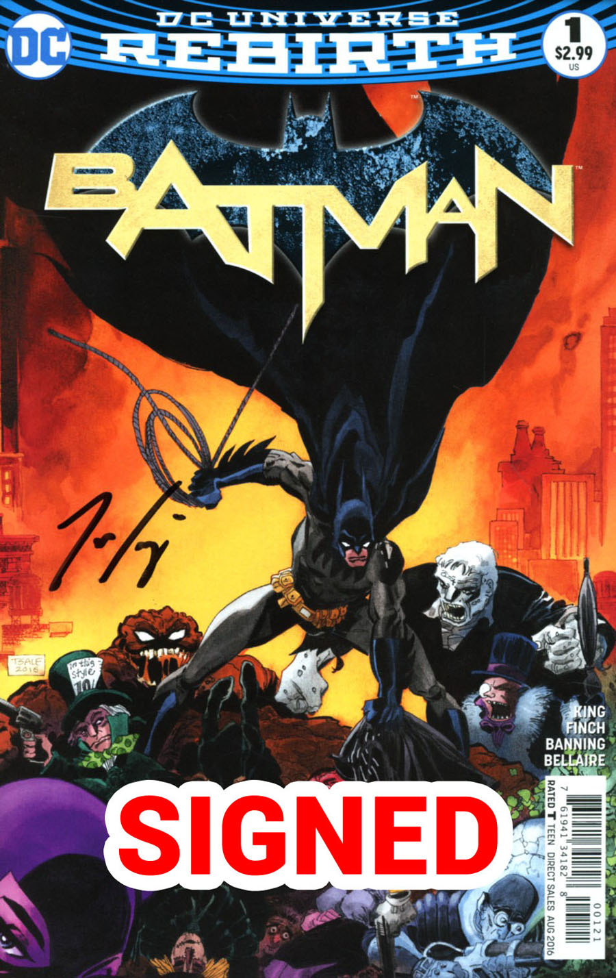 Batman Vol 3 #1 Cover R Variant Tim Sale Cover Signed By Tom King