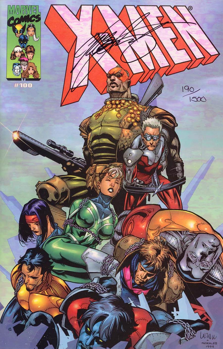 X-Men Vol 2 #100 Cover J DF Exclusive Chrome Edition Signed by Chris Claremont 