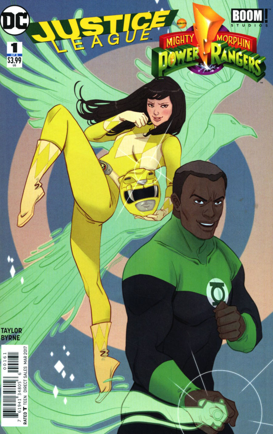 Justice League Power Rangers #1 Cover E Variant Marguerite Sauvage Green Lantern John Stewart Yellow Ranger Cover