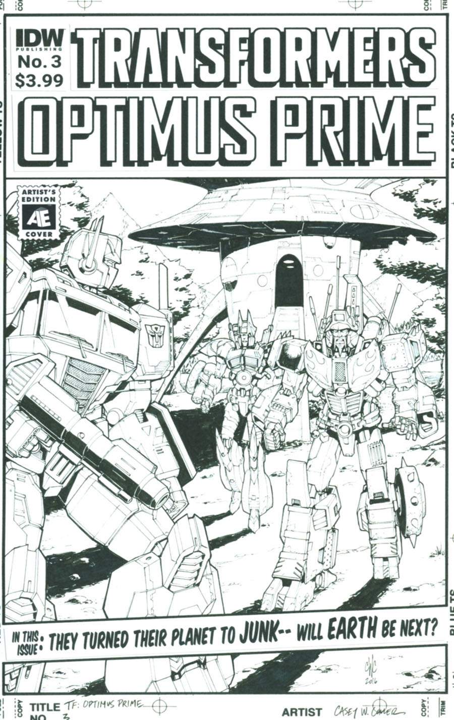 Optimus Prime #3 Cover B Variant Casey Coller Artists Edition Cover