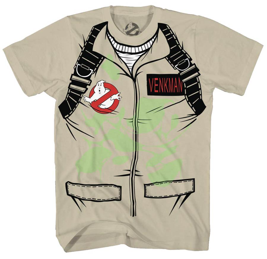 Ghostbusters Peter Venkman Costume Glow-In-The-Dark Sand T-Shirt Large