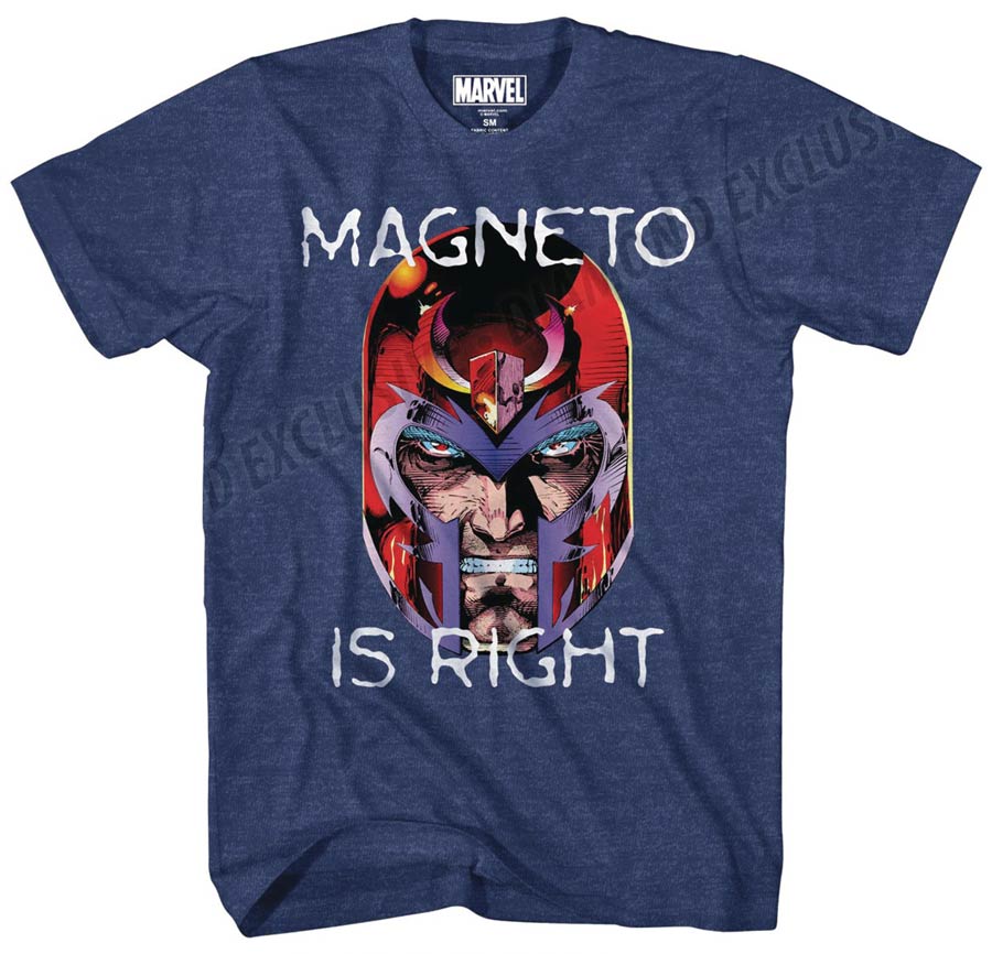 X-Men Magneto Is Right Previews Exclusive Navy Heather T-Shirt Large