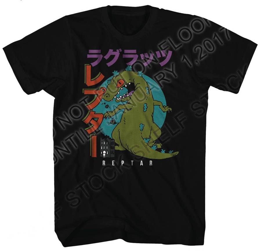 Nickelodeon Rugrats Famous Reptar Black T-Shirt Large