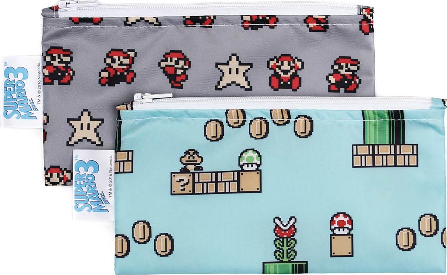 Nintendo Small Reusable Snack Bag 2-Pack - Super Mario 8-Bit Map
