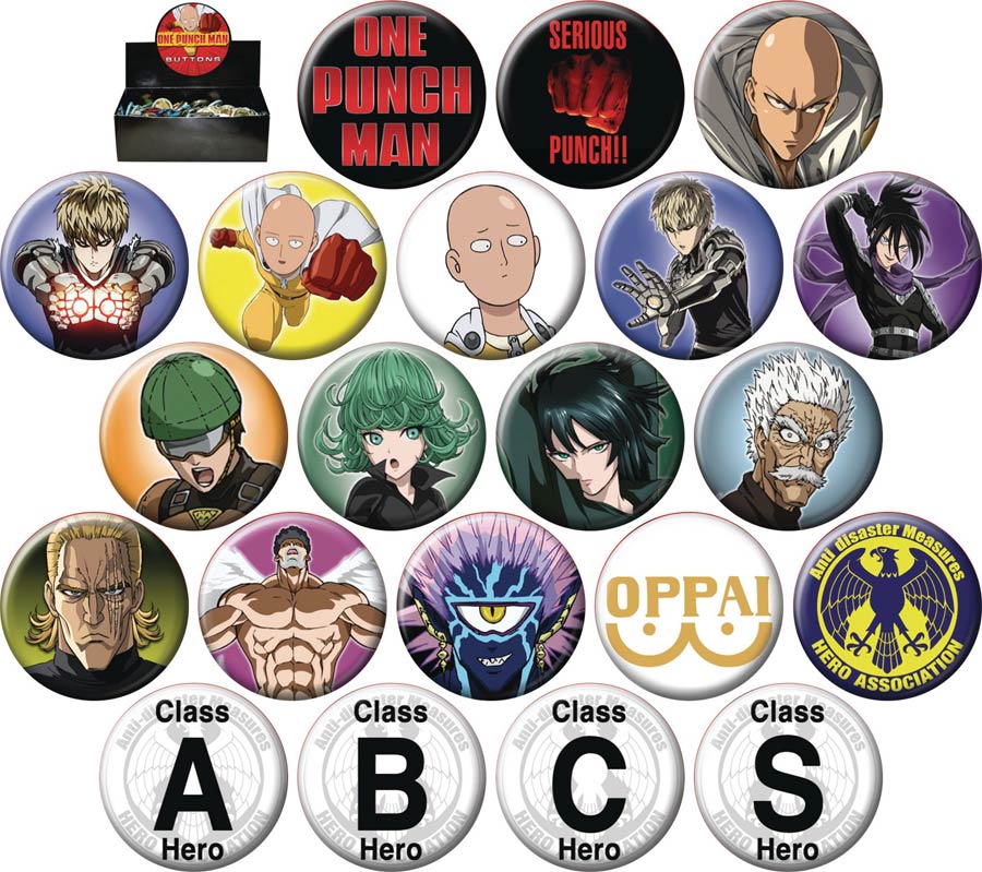One Punch Man 1-1/4 Inch Button 144-Piece Assortment Case