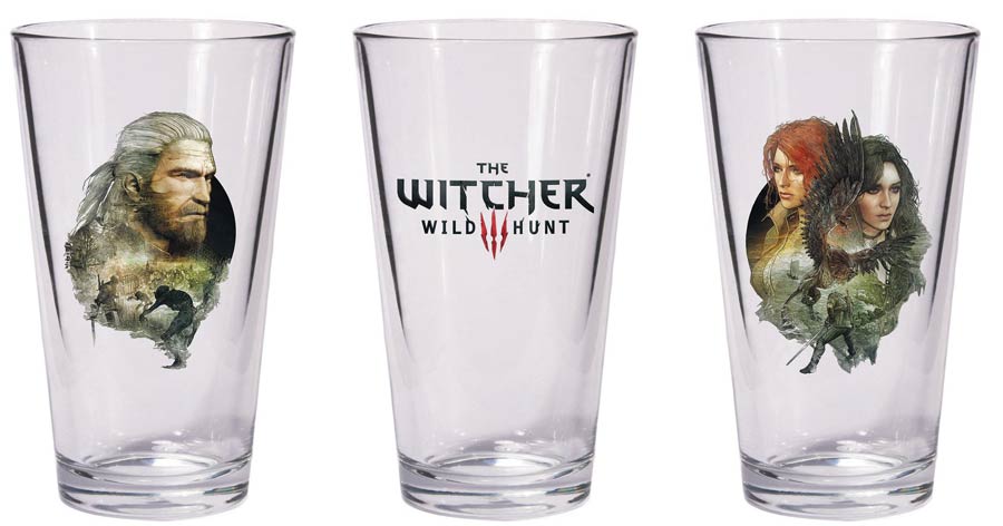 Witcher 3 Wild Hunt Pint Glass Set - Geralt & Triss With Yennefer