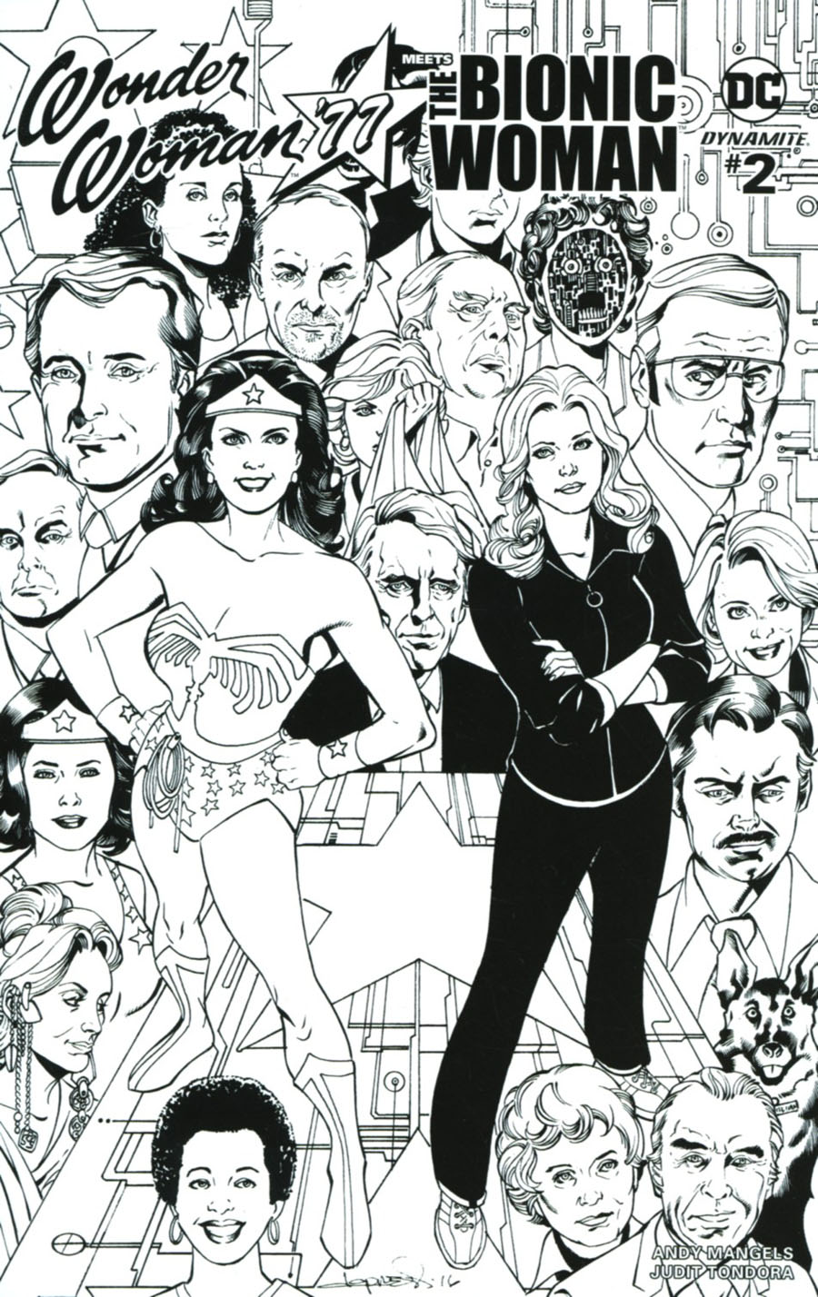 Wonder Woman 77 Meets The Bionic Woman #2 Cover D Incentive Aaron Lopresti Black & White Cover