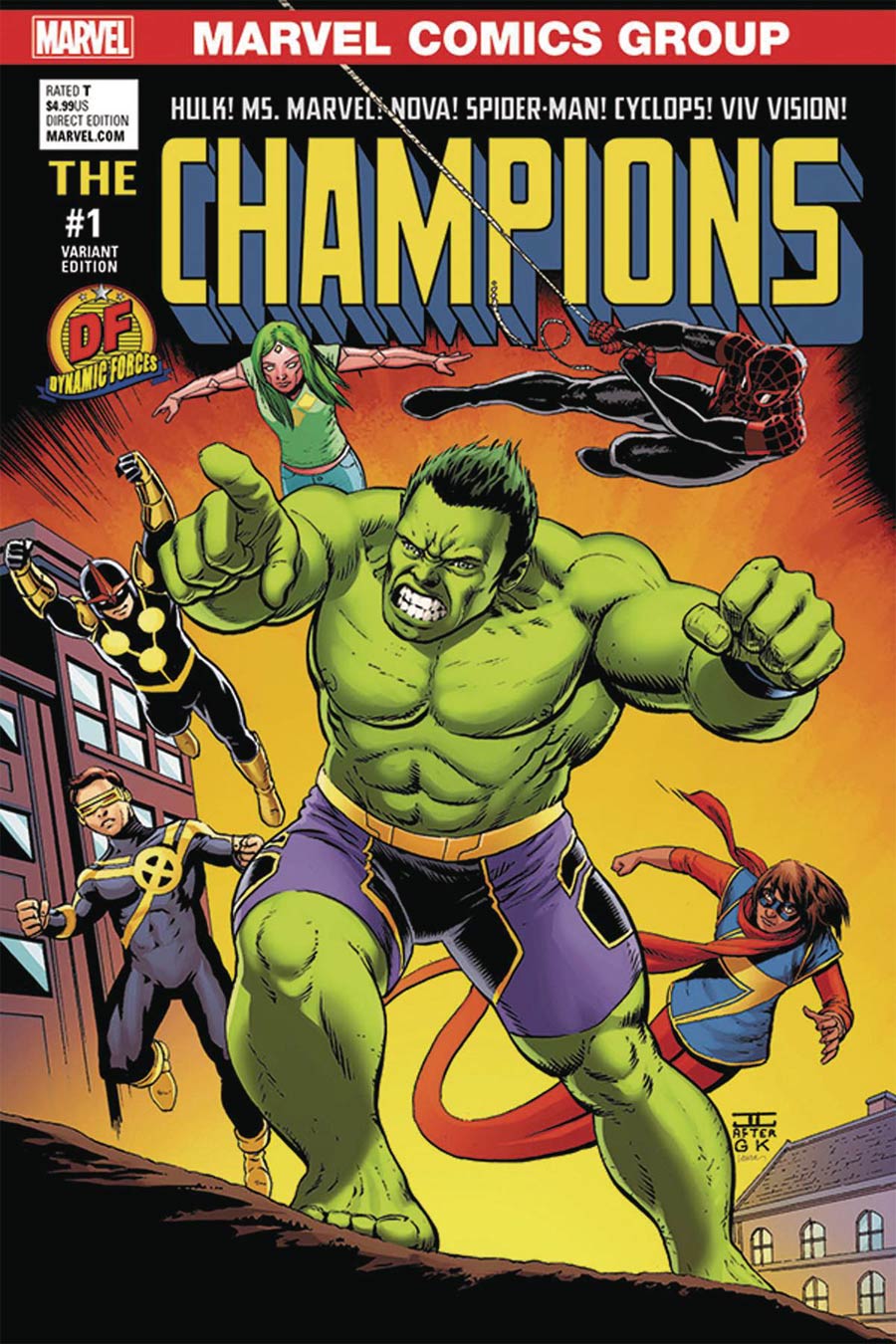 Champions (Marvel) Vol 2 #1 Cover V DF Exclusive John Cassaday Variant Cover Gold Elite Signature Series Signed By John Cassaday