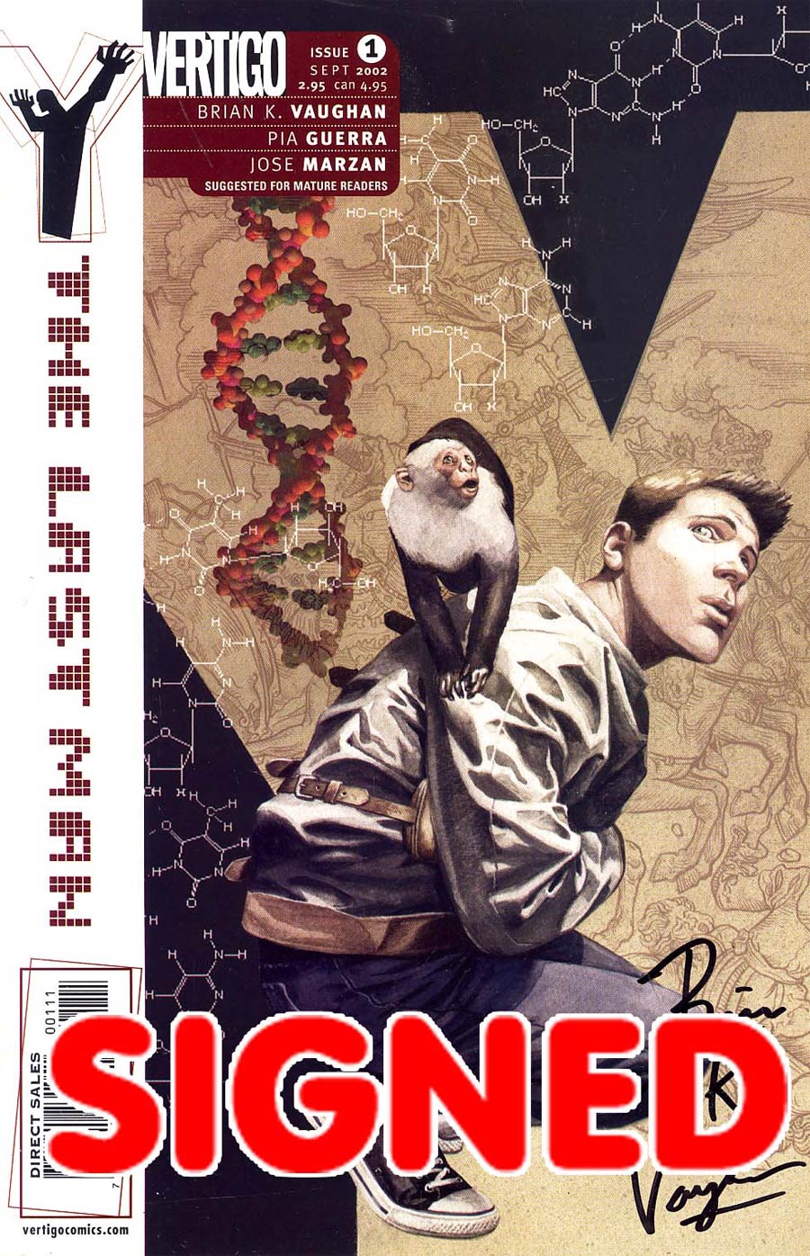 Y The Last Man #1 Cover C 1st Ptg Signed by Brian K Vaughan