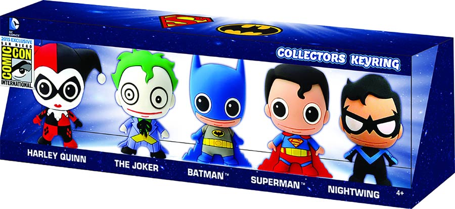 DC Laser Cut Figural Keyring SDCC 2016 Exclusive 5-Piece Set