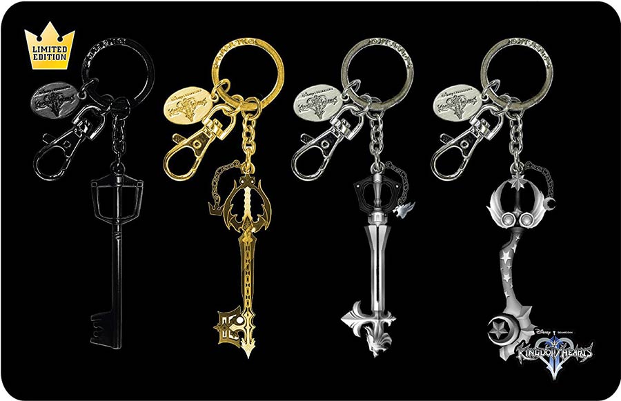 Kingdom Hearts Pewter Keyring SDCC 2016 Exclusive 4-Piece Set