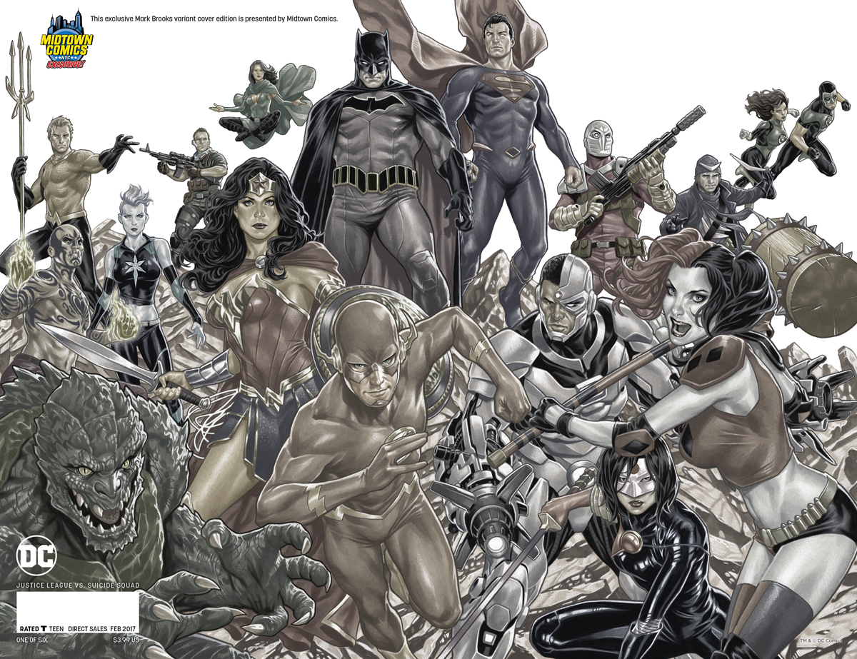 Justice League vs Suicide Squad #1 Cover D Midtown Exclusive Mark Brooks Black & White Wraparound Virgin Cover