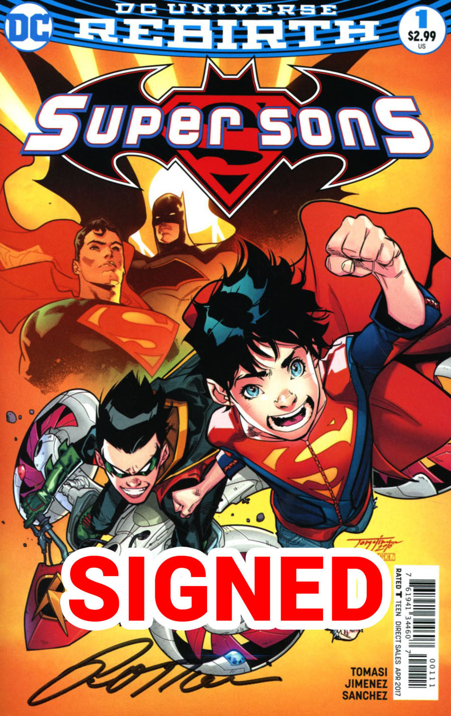 Super Sons #1 Cover E Regular Jorge Jimenez Cover Signed By Peter J Tomasi