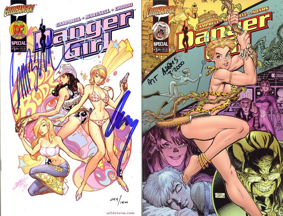 Danger Girl Special Flipbook Cover B DF Exclusive Signed by J Scott Campbell Art Adams Andy Harnell