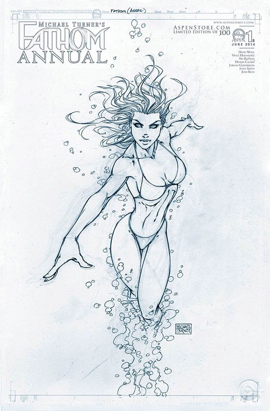 Fathom Vol 4 Annual #1 Cover B Aspen Store Exclusive Michael Turner Artist Edition Sketch Cover