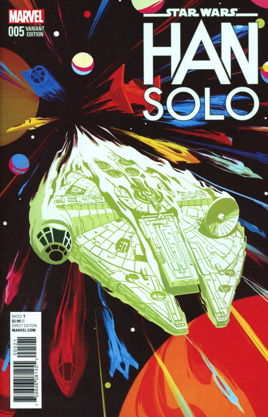 Star Wars Han Solo #5 Cover B Incentive Mike Del Mundo Millennium Falcon Variant Cover