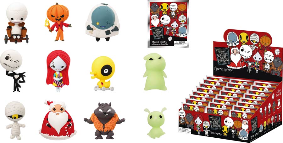 Disneys Nightmare Before Christmas Laser Cut Figural Keyring Series 2 Blind Mystery Box 24-Piece Display