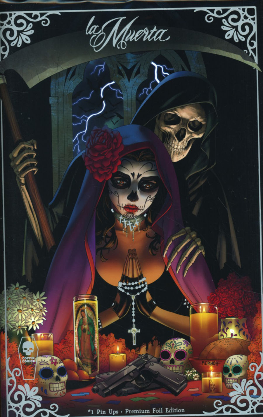 La Muerta Pin Ups One Shot Cover C Variant Matt Merhoff Foil Premium Cover