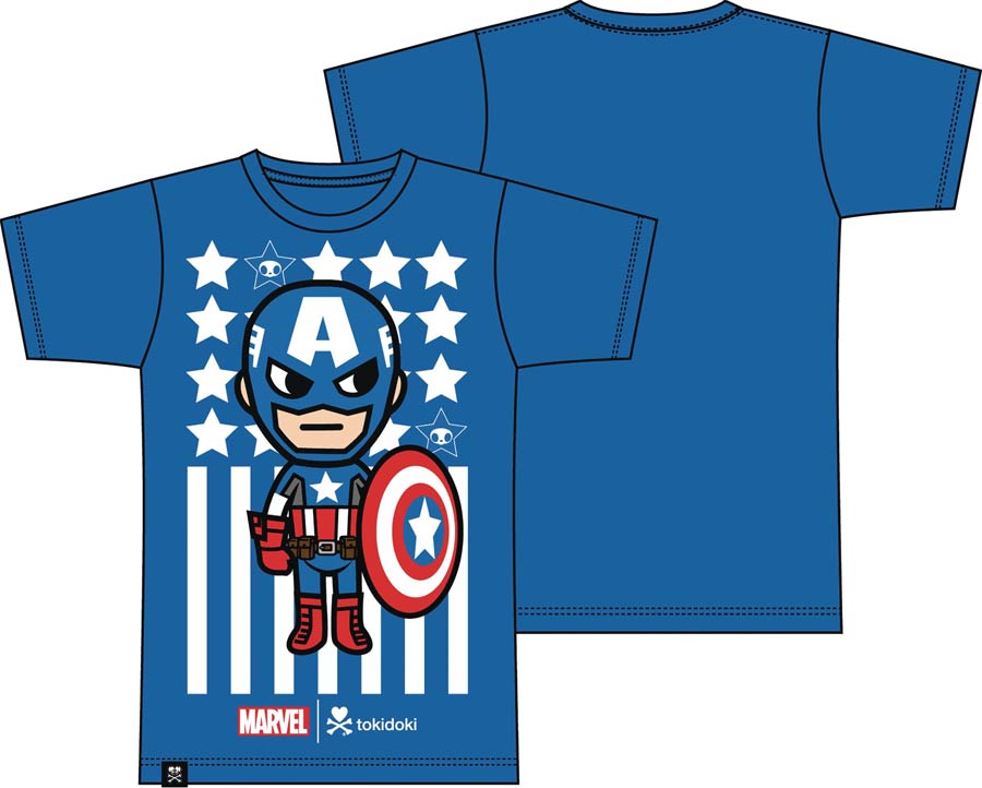 Marvel x tokidoki Captain America Blue T-Shirt Large