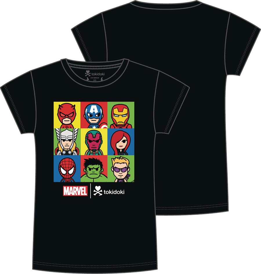 Marvel x tokidoki Marvel Lineup Black Womens T-Shirt Large