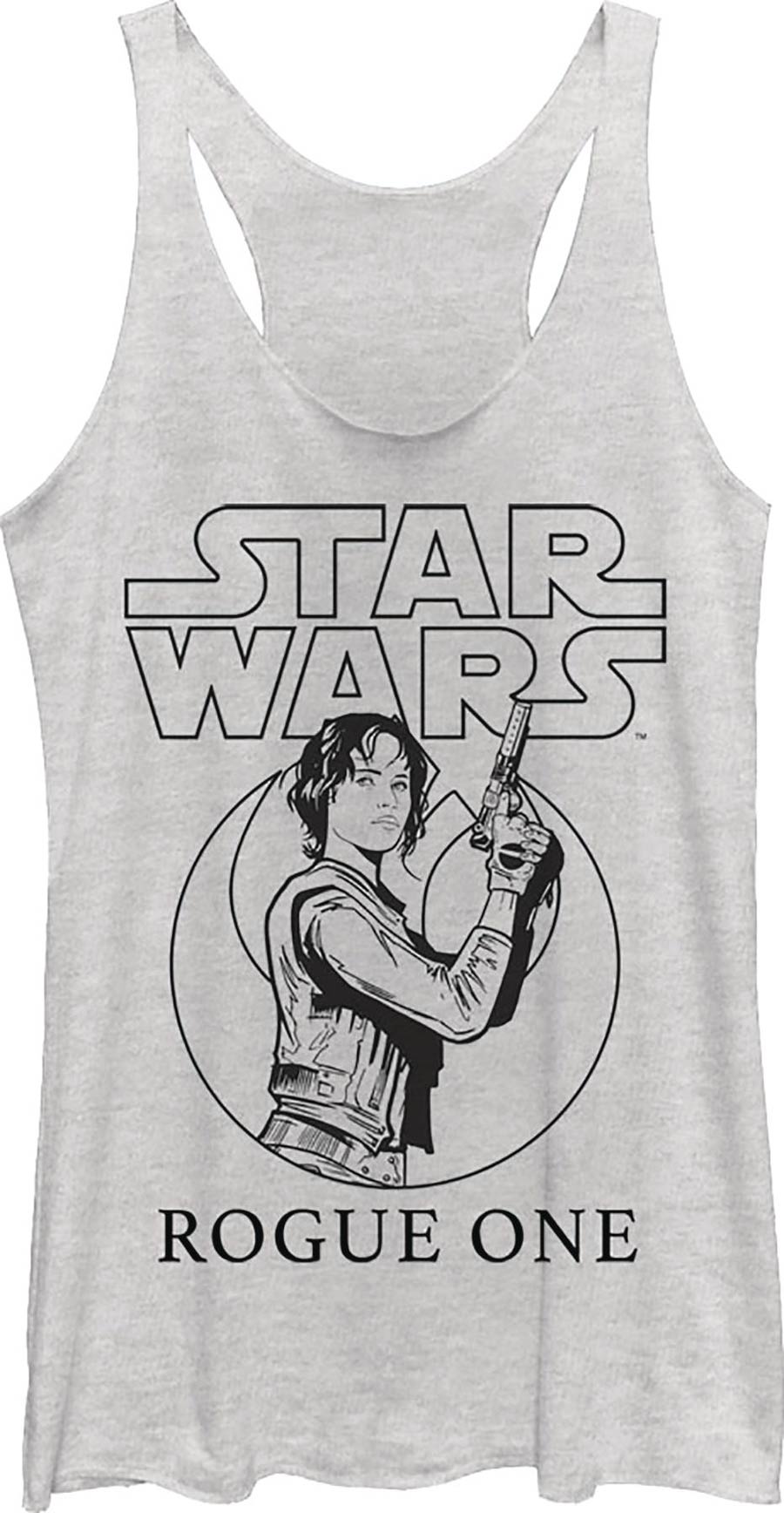 Star Wars Rogue One Jyn Erso Heather White Womens Tank T-Shirt Large