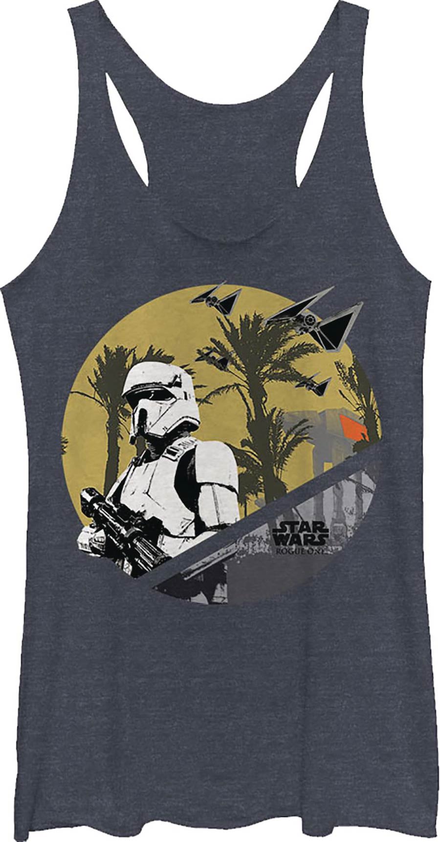 Star Wars Rogue One Scarif Circle Heather Navy Womens Tank T-Shirt Large