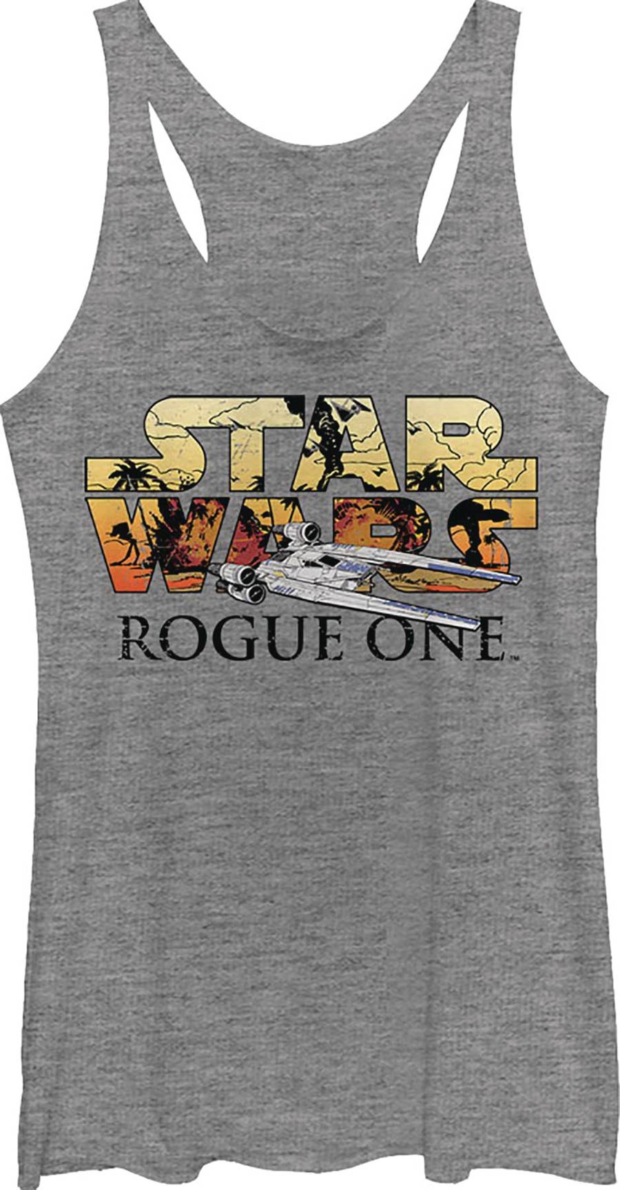 Star Wars Rogue One U-Wing Logo Heather Gray Womens Tank T-Shirt Large