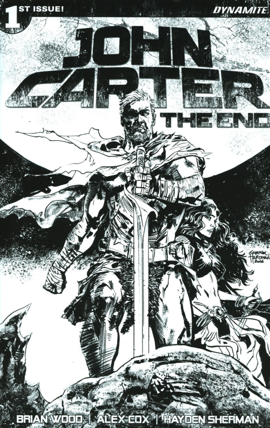 John Carter The End #1 Cover H Incentive Gabriel Hardman Black & White Cover