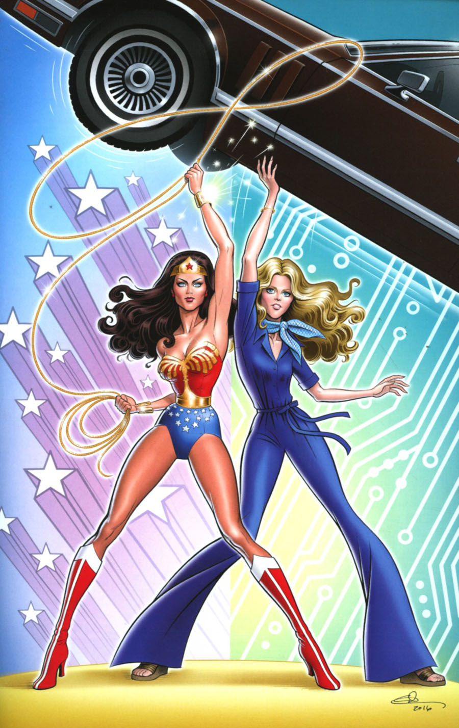 Wonder Woman 77 Meets The Bionic Woman #3 Cover D Incentive Glen Hanson Virgin Cover