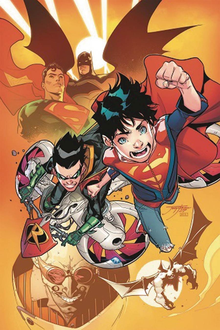 Super Sons #1 Cover C DF Signed By Peter Tomasi